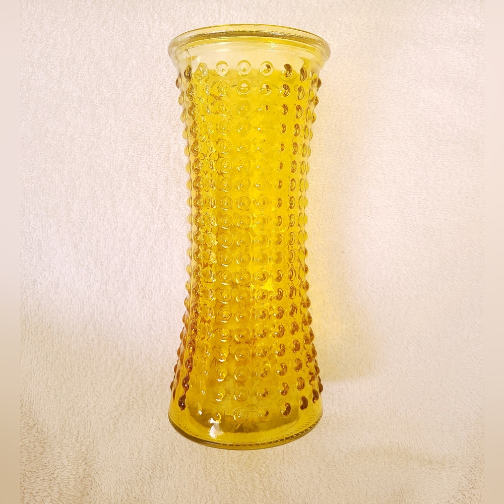 Vintage Golden Yellow Amber  Decorative Bottle Vase DPS Hobnail Free Shipping!